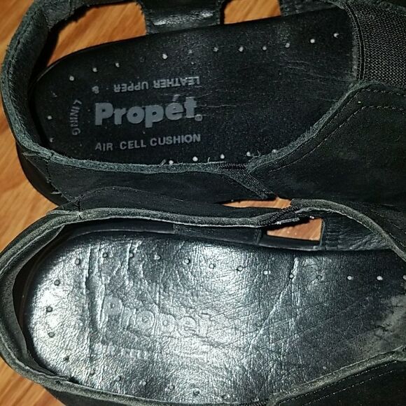 Propet leather black sandals air cushion  Sz 8.5 - Picture 7 of 8